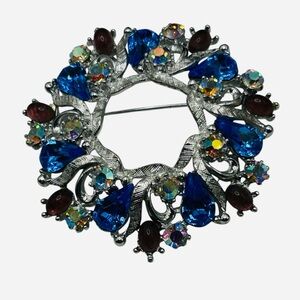 Signed ART Arthur Pepper Rhinestone Circle Brooch Vintage
